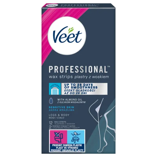 VEET PROFESSIONALTM Plastry do depilacji z woskiem dla skory wrazliwej 12 szt