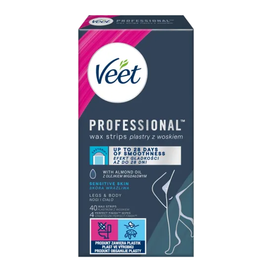 VEET PROFESSIONALTM Plastry do depilacji z woskiem dla skory wrazliwej 40 szt